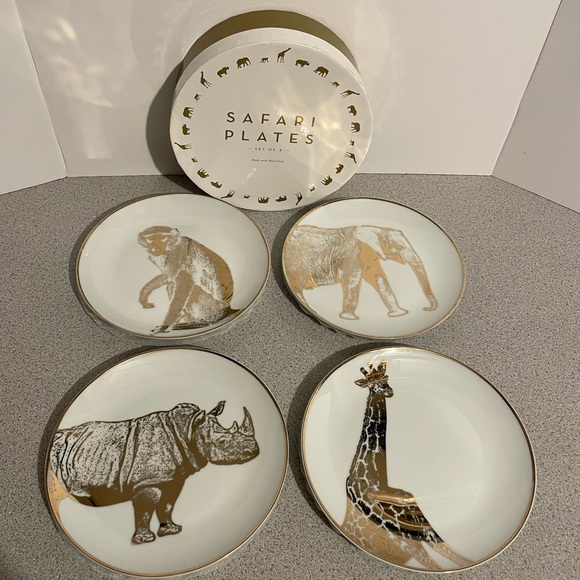 Z Gallerie Dining Z Gallerie Porcelain Gold Safari Snack Plates